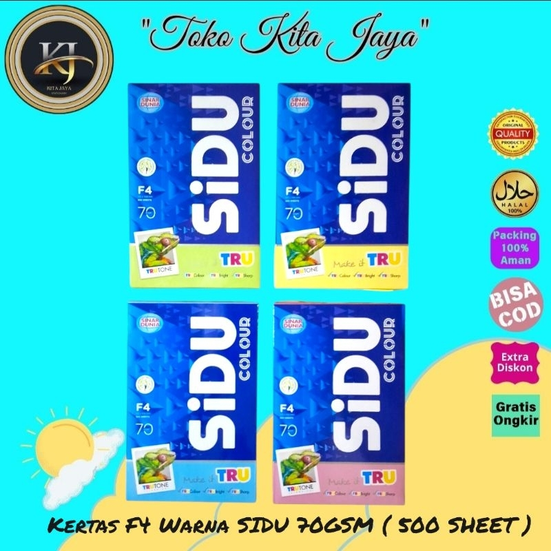Kertas F4 Warna SIDU 70gsm