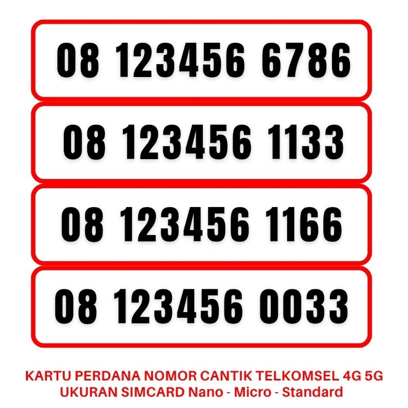 Nomor Cantik Telkomsel Simpati 3G 4G 5G Kartu Perdana Telkomsel Camtik Nocan Simpati Kartu Perdana S