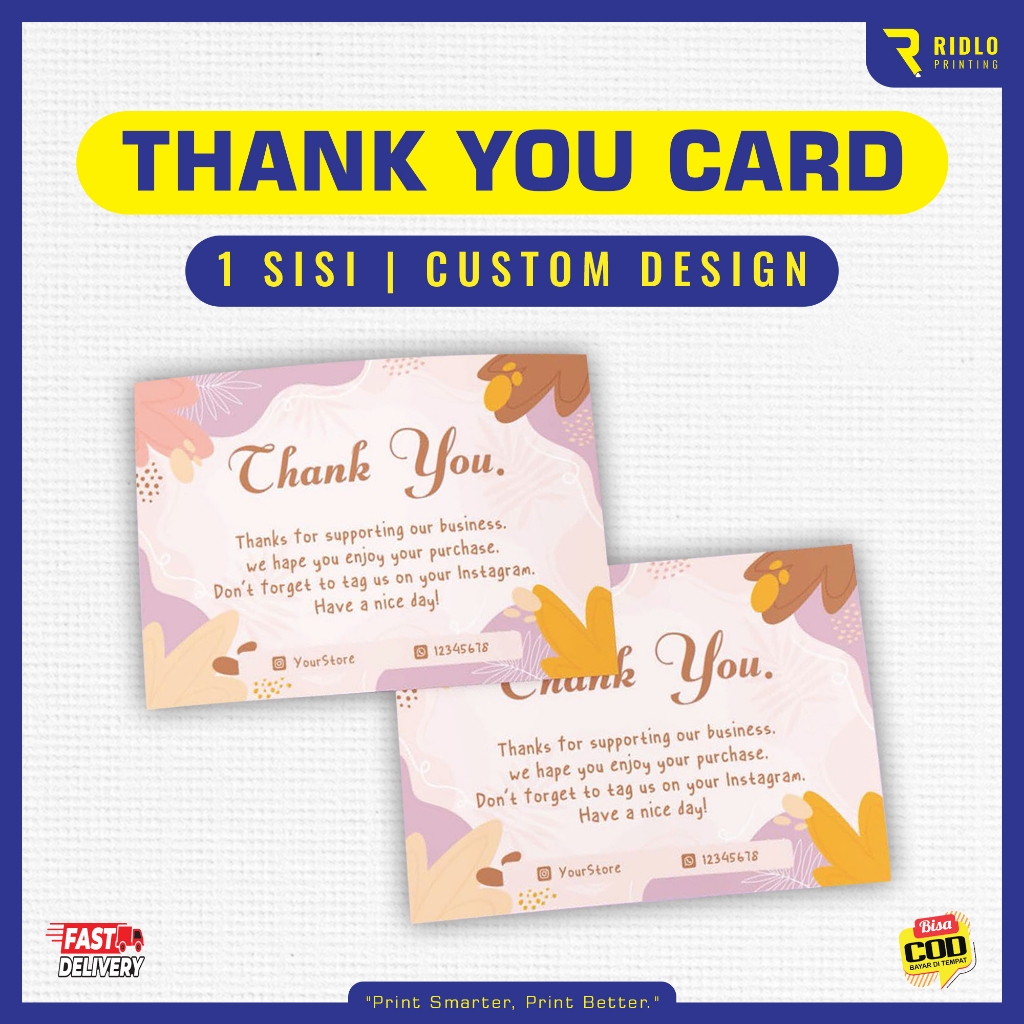 THANK YOU CARD CUSTOM DESIGN | KARTU UCAPAN ONLINE SHOP | THANKS CARD | GREETING CARD | FREE DESIGN