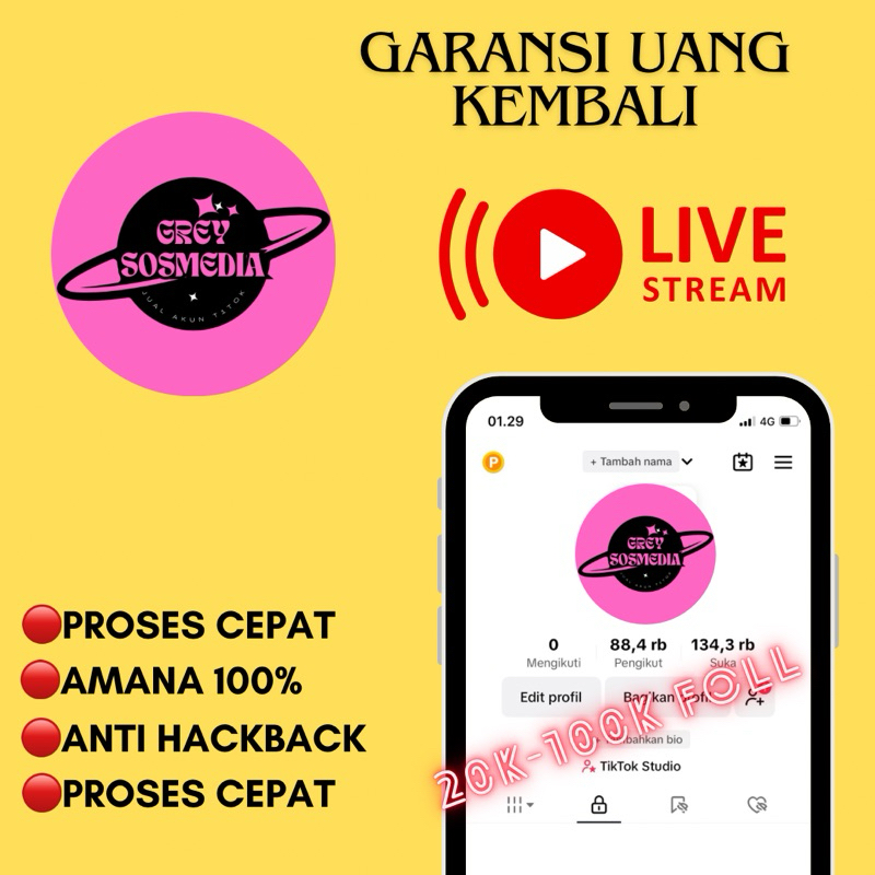 AKUN TIKTOK FOLLOWER INDO AKTIF 20k-100k AKUN SIAP PAKE