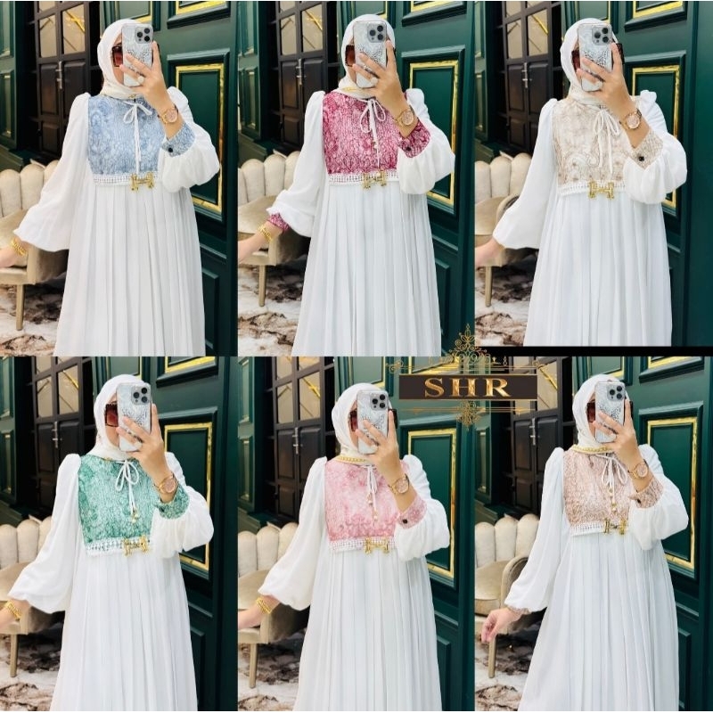 SHR ORI MIDI DRESS CERUTY MIX TILE BORDIR