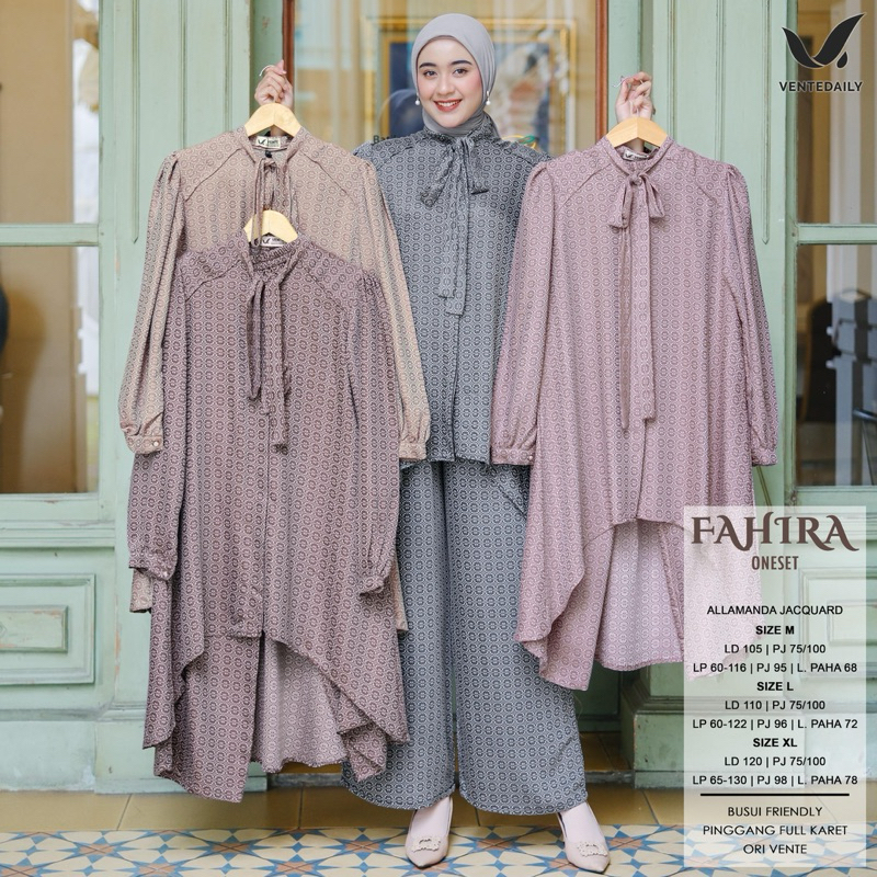 Fahira Set by Vente Daily - setelan oneset wanita atasan blouse tunik kulot lebaran raya eid
