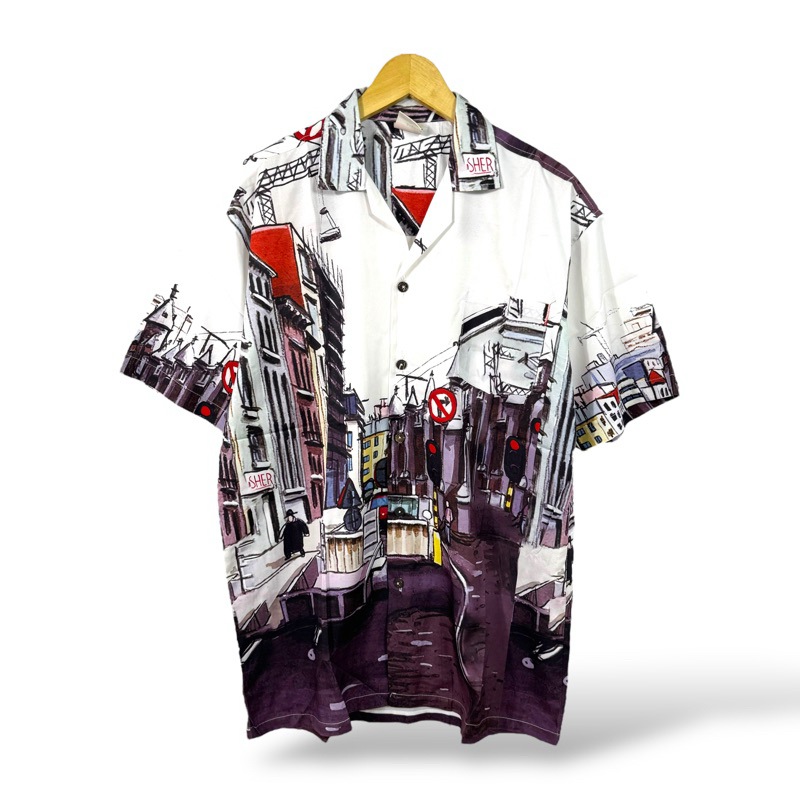 kemeja vintage motif