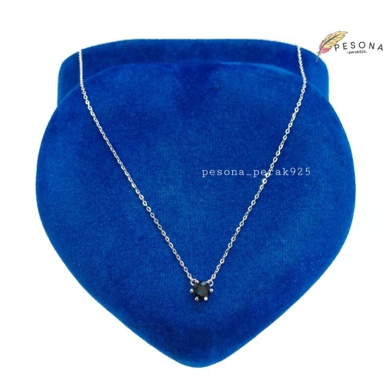 Kalung Perak Asli Silver 925 Lapis Emas Putih Model Kalung Nagita Liontin Batu Solitaire - Kalung Na