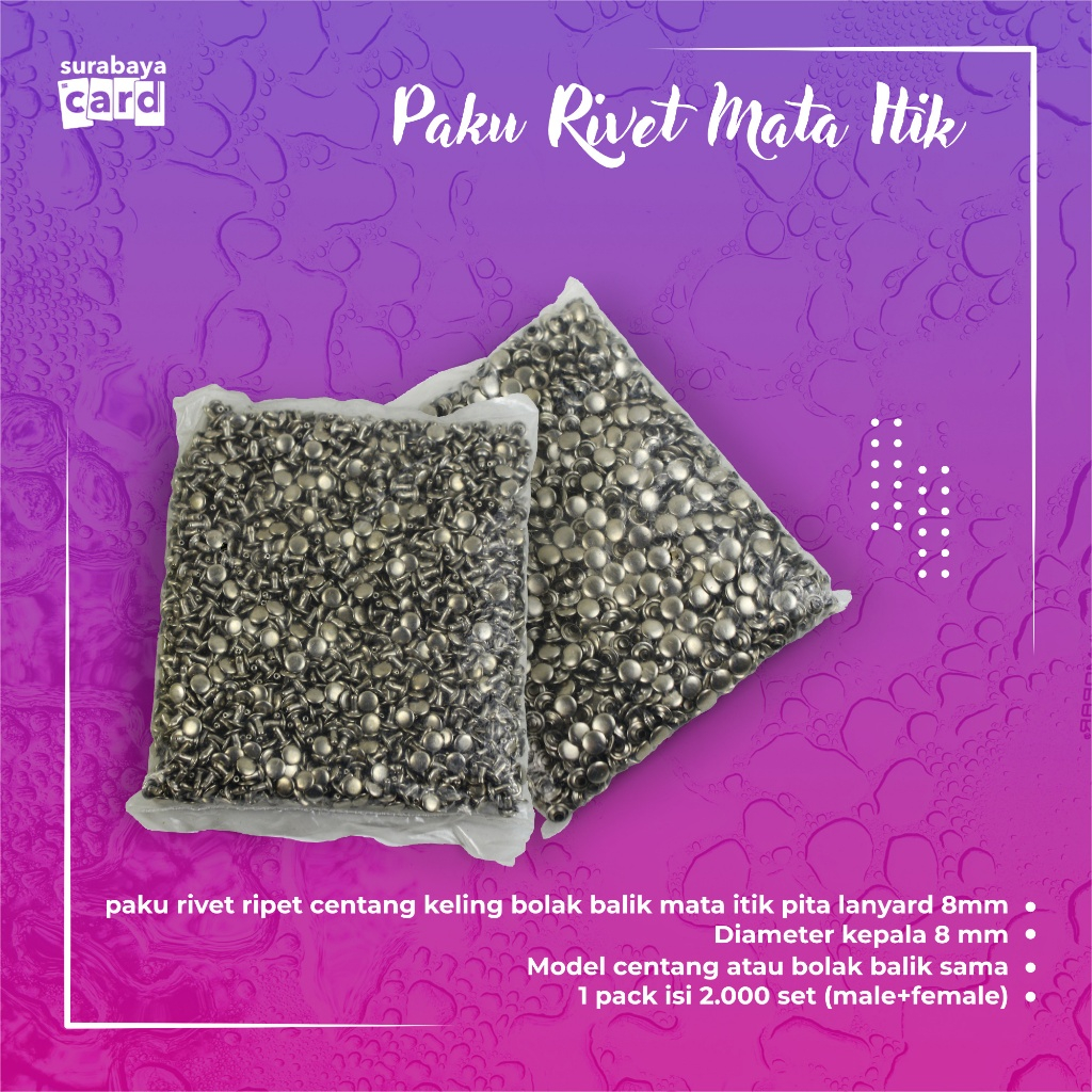 

paku rivet ripet centang keling bolak balik mata itik pita lanyard 8mm