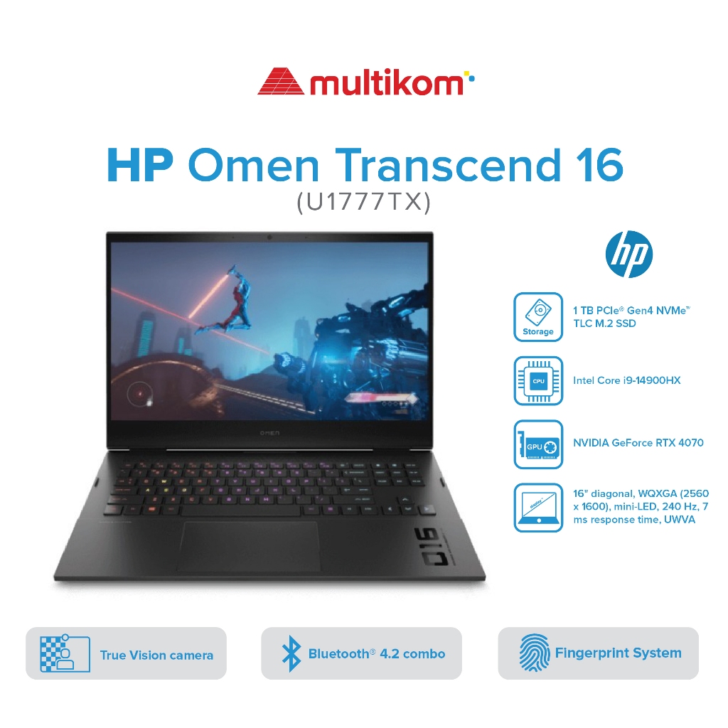 HP OMEN Transcend 16-U1777TX GeForce RTX 4070 - i9 14900HX 32GB 1TB SSD 240Hz