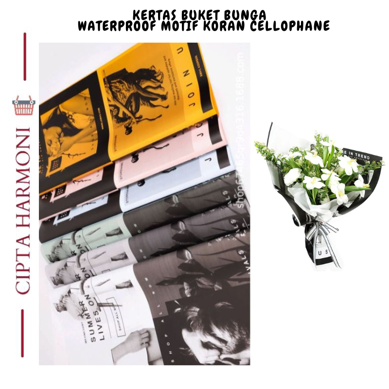 

20 LEMBAR Flower Wrapping Paper Cellophane Kertas Buket Bunga Motif Koran Florist KB069