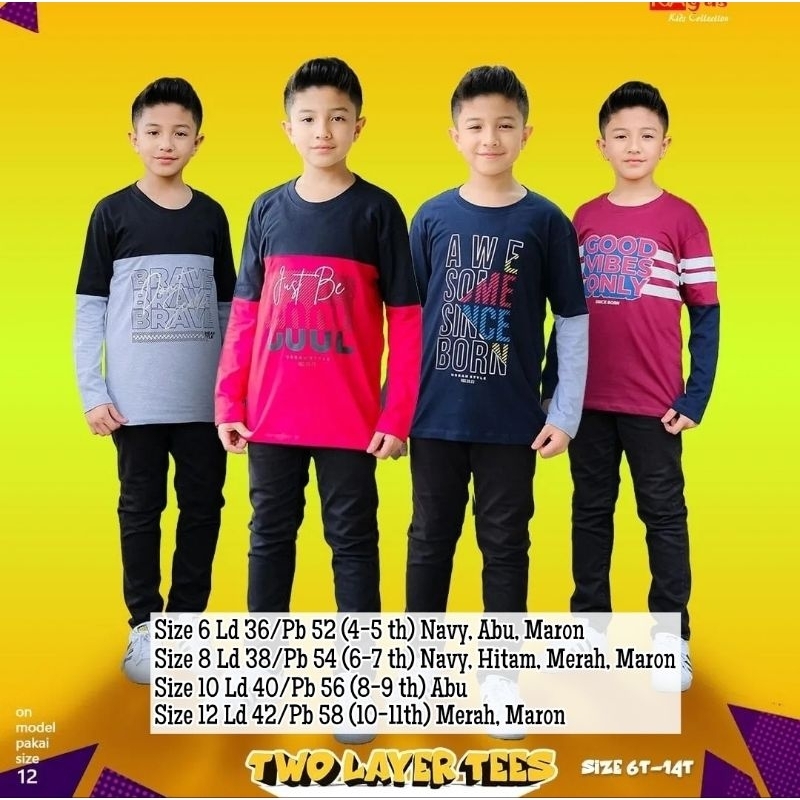 kaos panjang anak cowok two layer ragus