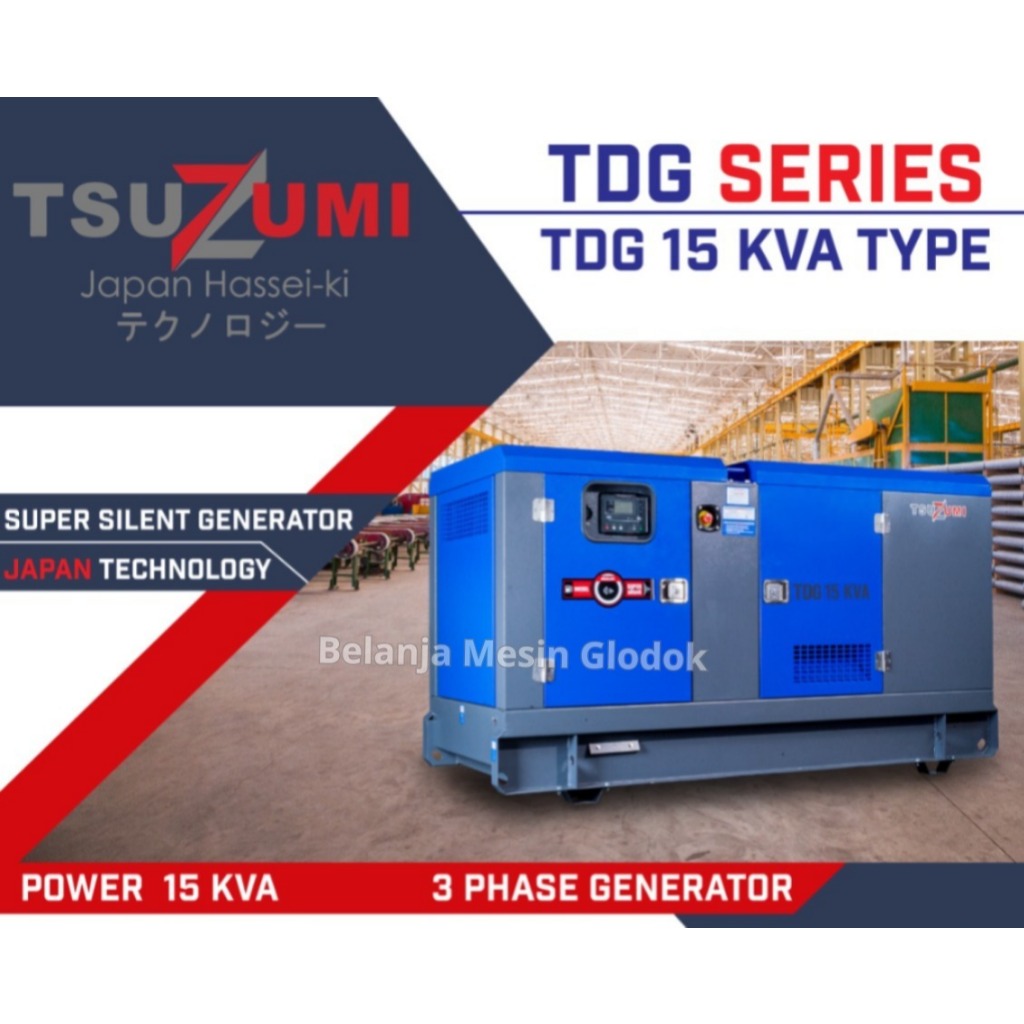 Genset 15 KVA 3 Phase Silent Diesel TDG 15 KVA Tsuzumi Japan