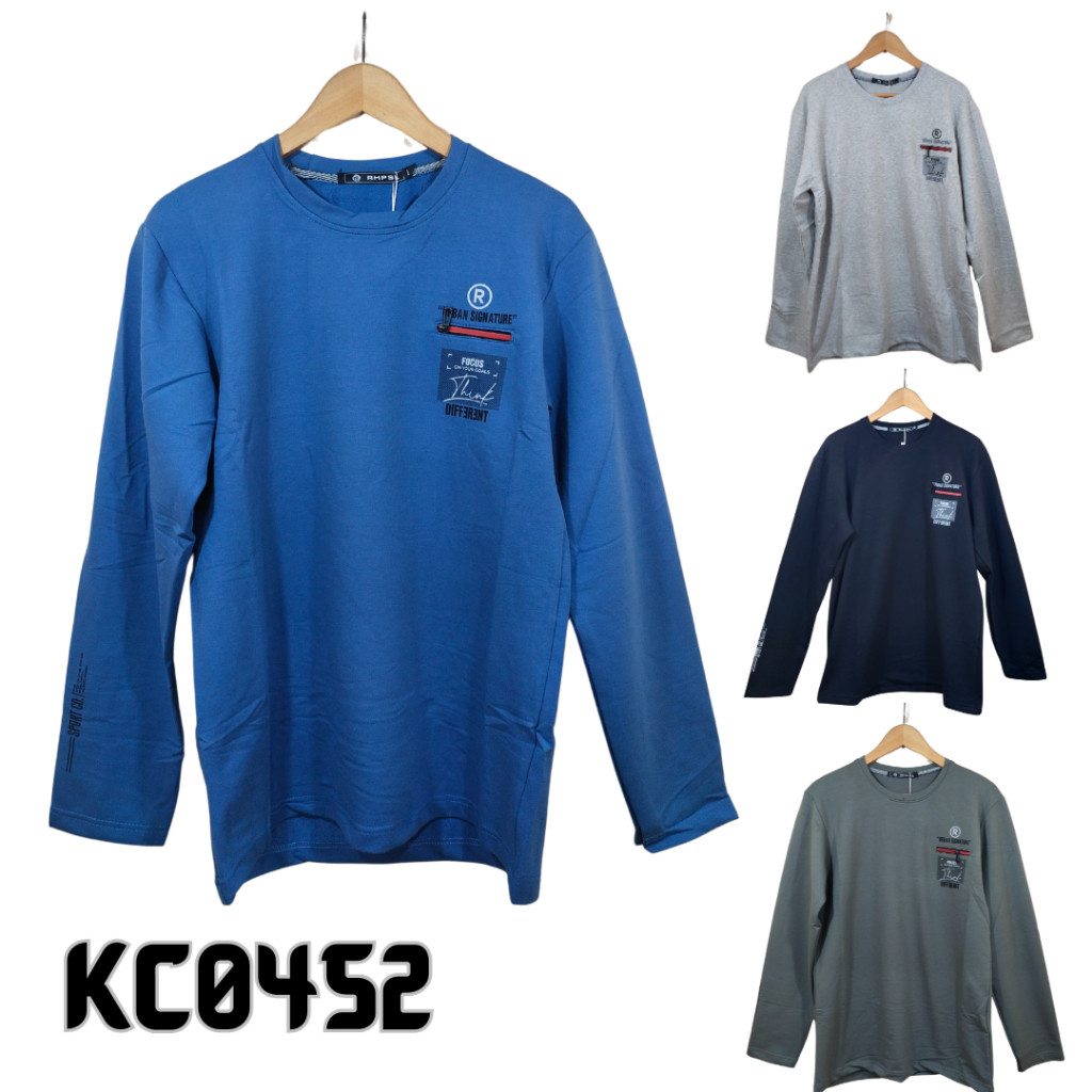 Sweater RHPSL Kaos Pria Cowo Cowok Bapak Lengan Tangan Panjang Warna Hijau Biru Abu Hitam KC0452