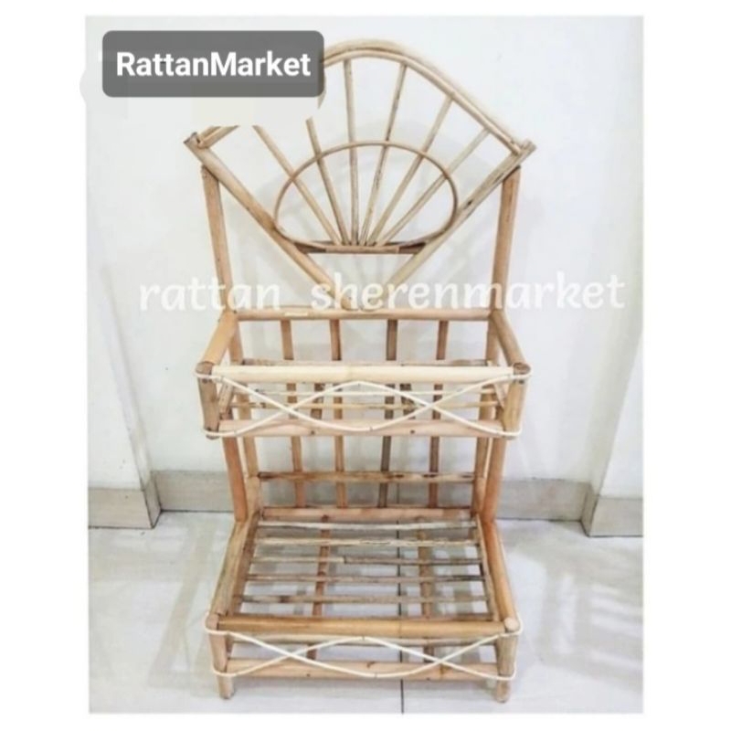 keranjang parcel rotan 2 susun hampers lebaran, tahun baru