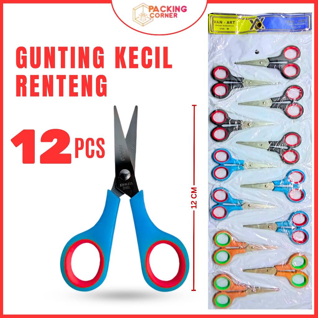 

HJK 12 PCS Gunting Renceng Kecil Pendek Scissors Stainless Stell Tajam ATK Potong Kertas Bukan