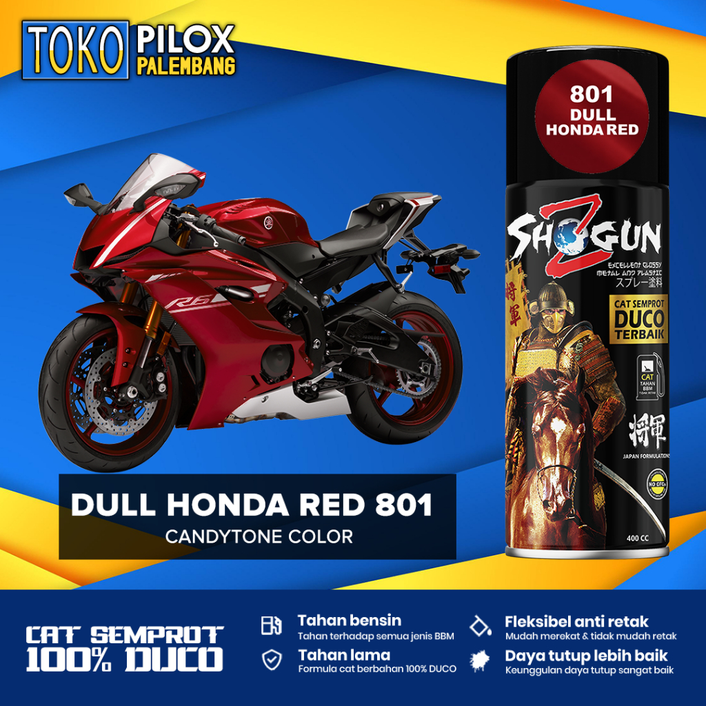 Cat Semprot Pilox Merah Doff PCX Candy Tone 400cc - Shogun Z Duco Dull Honda Red 801