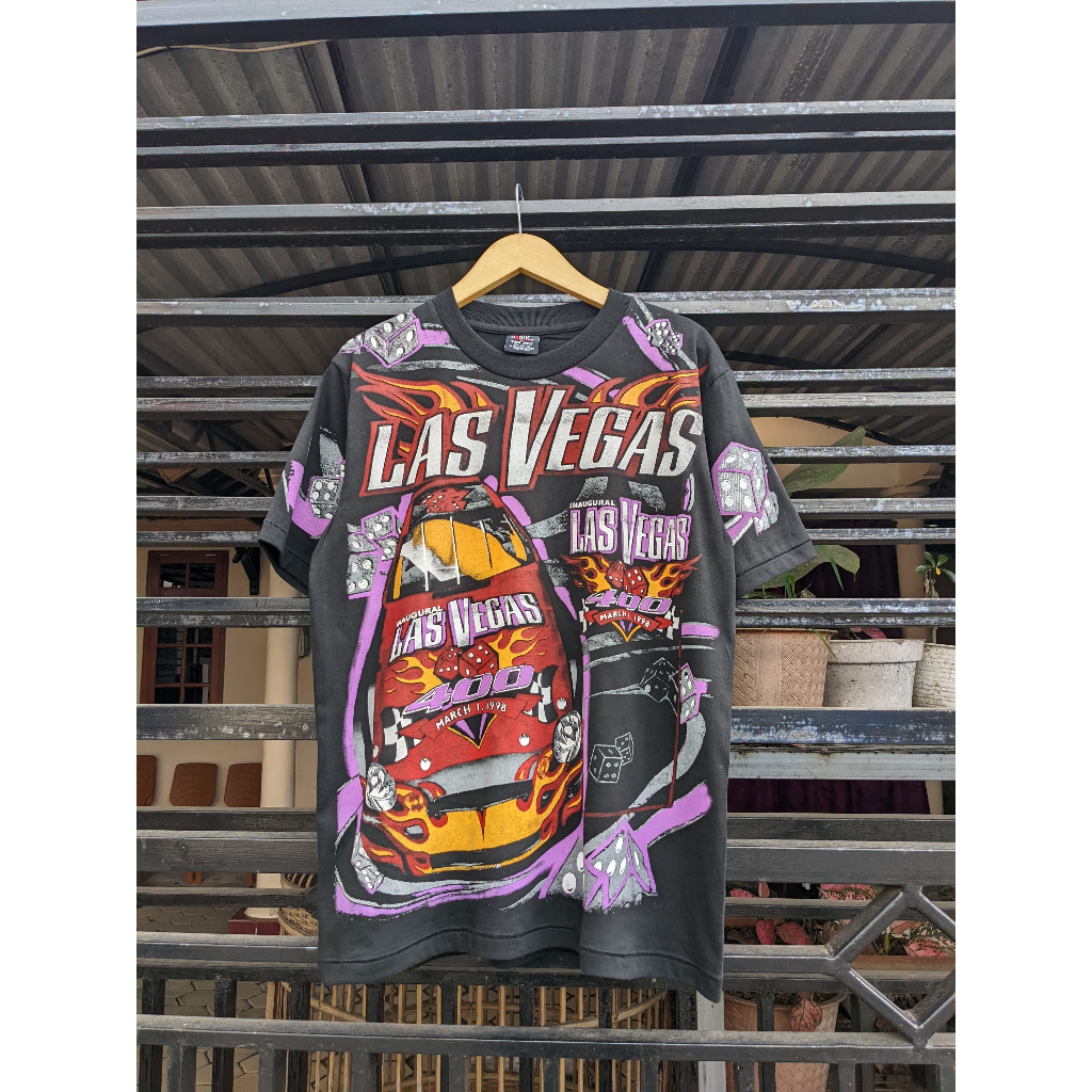 Kaos T-shirt Vintage Nascar Logo Athletic 1998 Inaugural Las Vegas  AOP