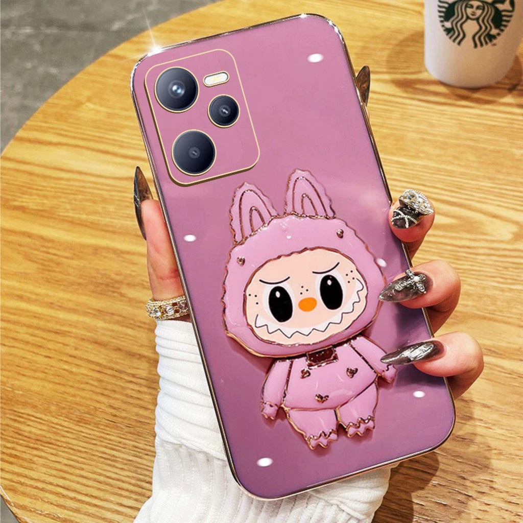 Casing For Realme C35 5 5i 5s Narzo 50A Prime Soft Case Labubu Mirror Stand Bracket Premium