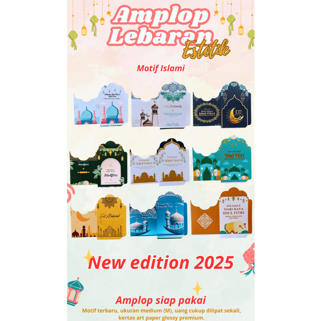 

[READY STOCK] AMPLOP LEBARAN ESTETIK MOTIF ISLAMIC TERBARU 2025 UKURAN MEDIUM UANG 1X LIPAT