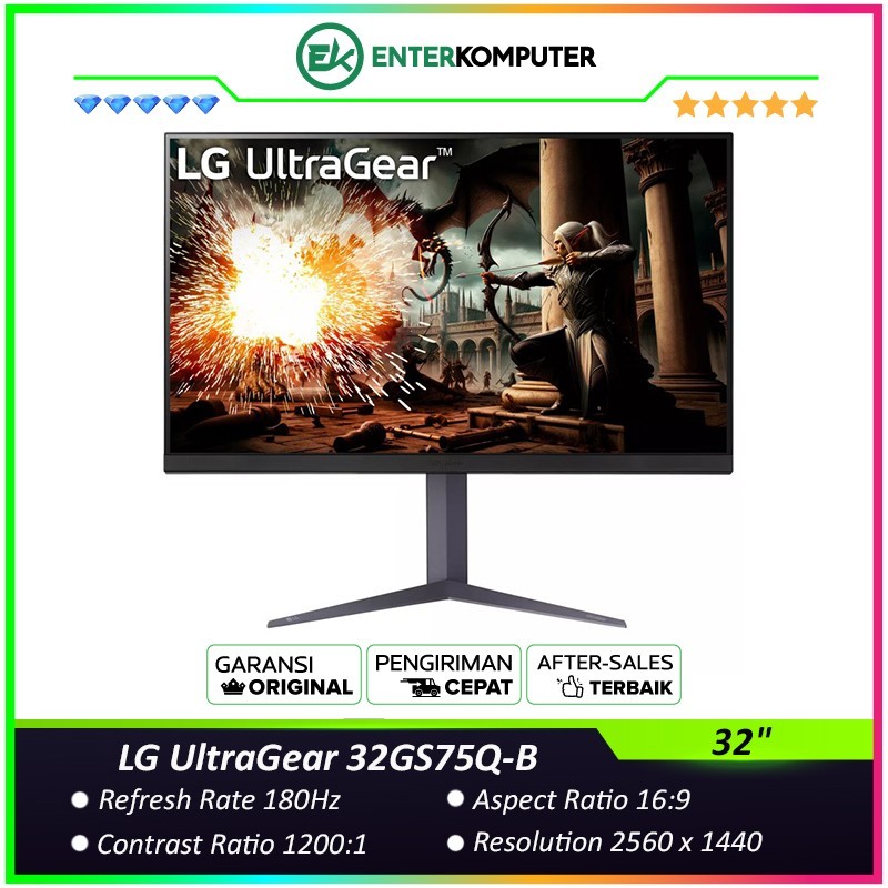 LG UltraGear 32GS75Q-B 32" QHD IPS 180Hz HDR400 Gaming Monitor / Monitor 32 inch