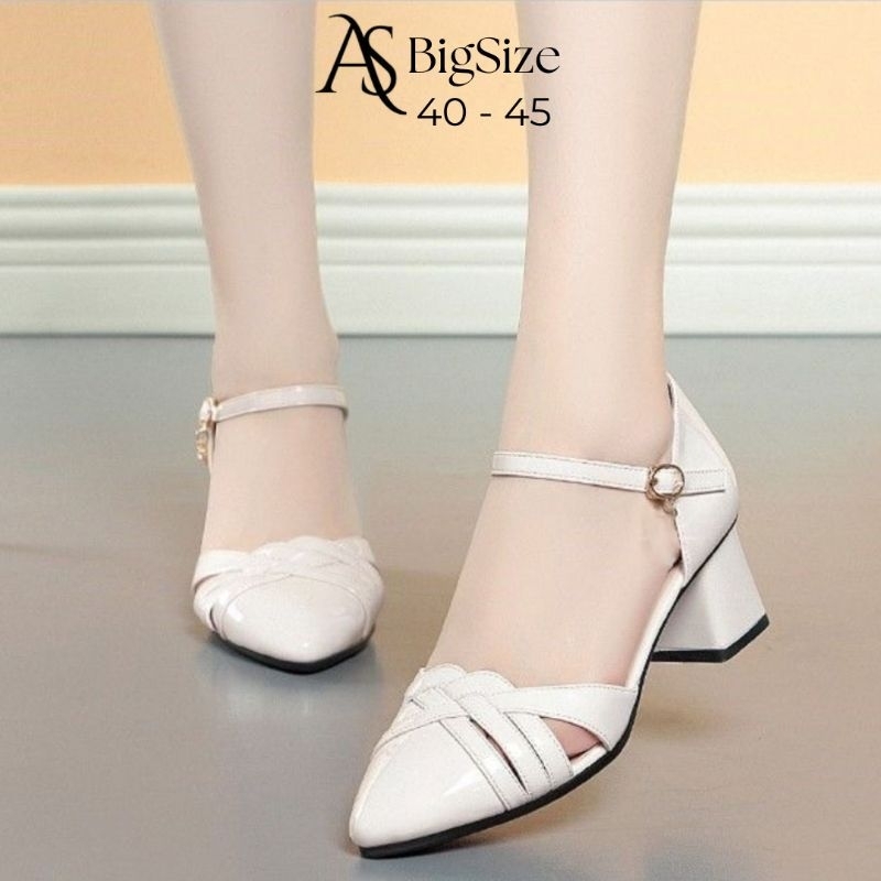 AS - 532 Putih Sepatu Jumbo 40.45 Wanita Sepatu Sandal Mules Formal Slop Mules