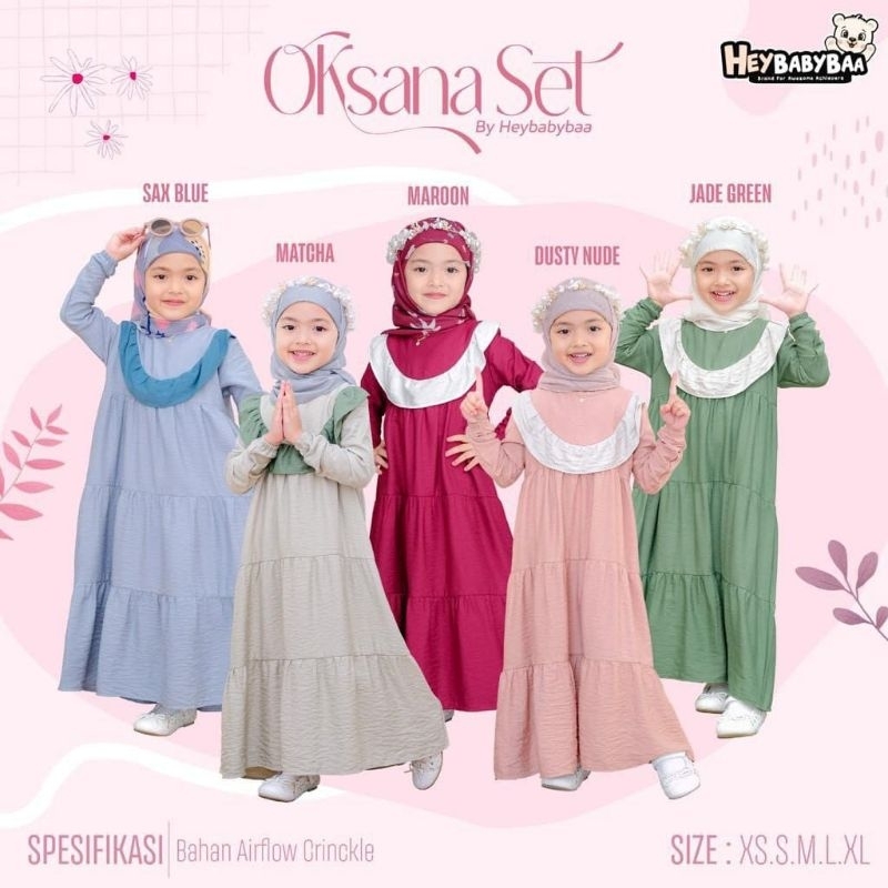 OKSANA SET BY HEYBABYBAA | SET GAMIS JILBAB ANAK OKSANA BY HEYBABYBAA