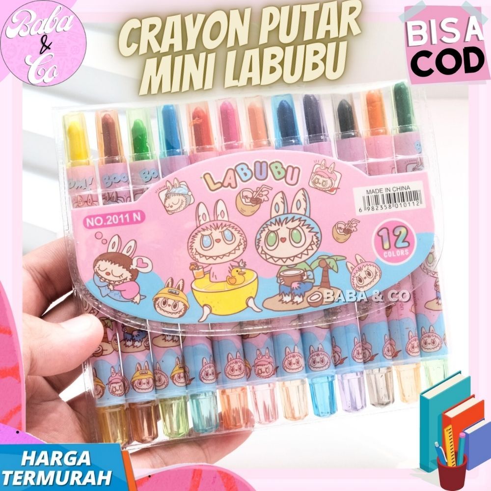 

CRAYON PUTAR MINI LABUBU 1 SET 12 pcs KRAYON LABUBU LABU LABU CRAYON TWIST LUCU UNIK MURAH