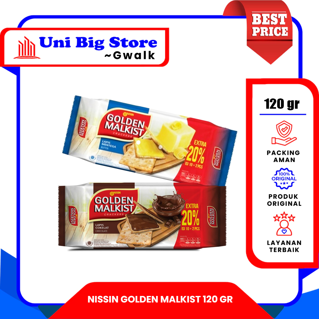 

NISSIN GOLDEN MALKIST CRACKERS LAPIS BUTTER - CHOCOLATE - 120 gr