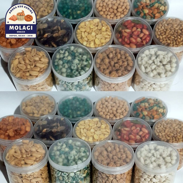 

Cemilan KACANG TOPLES (Koro Kulit, Koro Balado, Polong Ijo, Telur Atom, Kedelai, Mixed Nuts, Kacang Bawang, Kacang Bandung, Kacang Medan, Kacang Thailand) - Molagi Snack