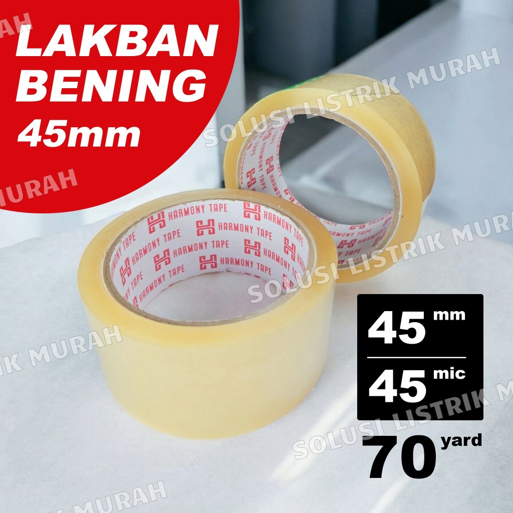 

Harmony Tape Lakban Bening 45mm X 70 Yard 50 Meter Ekonomis