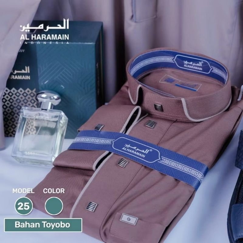 JUBAH Gamis Baju Muslim AL-HARAMAIN LENGAN MANSET 25 Mocca Hijau Botol Pria Muslim Dewasa Anak tangg