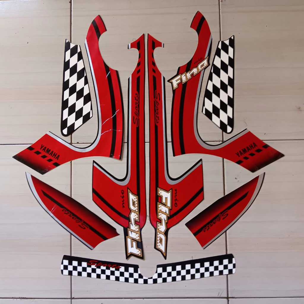 sticker motor yamaha mio fino 2012 full hitam-merah