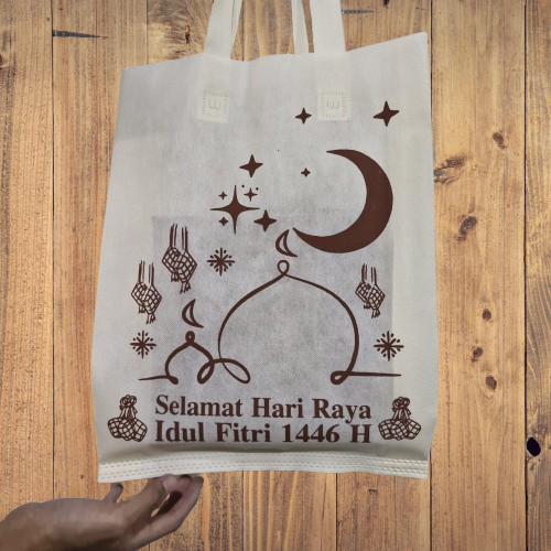 

1 LUSIN (12 pc) Goodie bag Lebaran MASJID Idul Fitri UK 30X40x8 - Spunbond Lebaran