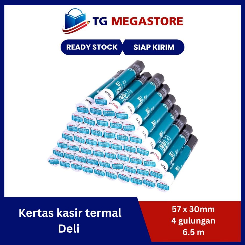 

Kertas kasir termal Deli 57*30mm 4 gulungan 6.5m 3145 - 4