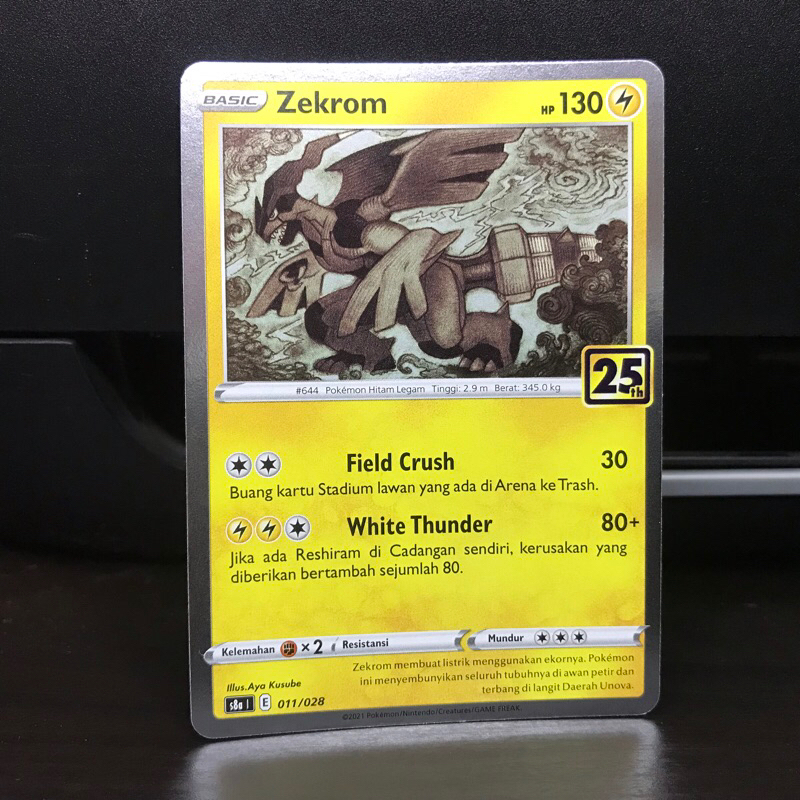 Zekrom kartu Pokemon 25th Anniversary Collection s8a