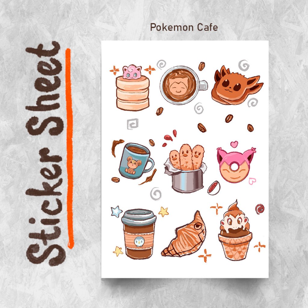 

Sticker Sheet - Pokemon Cafe untuk Journal/Scrapbook/Diary gaya dekoratif washi tape