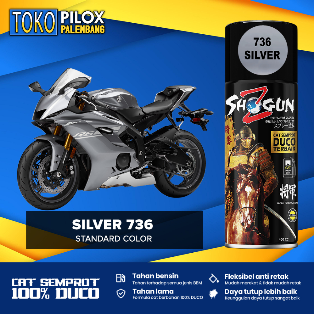 Cat Semprot Pilox Silver Glossy Solid - Shogun Z Duco Silver 736 400cc