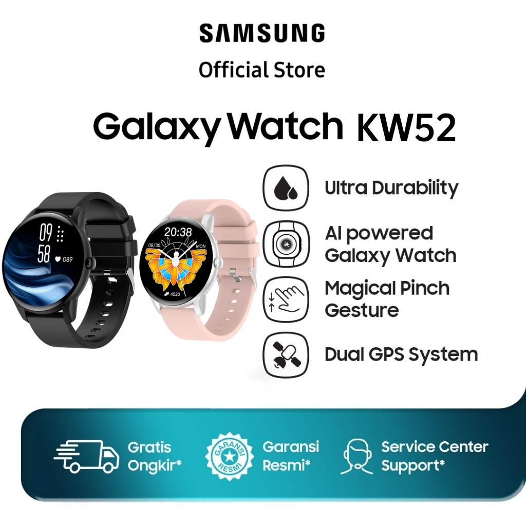 100%ORI samsung jam tangan smartwatch KW52 Layar Terang 1.28'' Anti Air IP67 Olahraga Pemantauan Tid