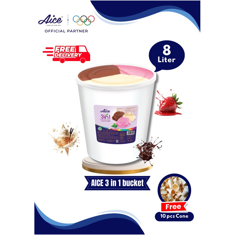 READY STOCK AICE es krim ember 8 liter 3 in 1 bucket 3 rasa Aice
