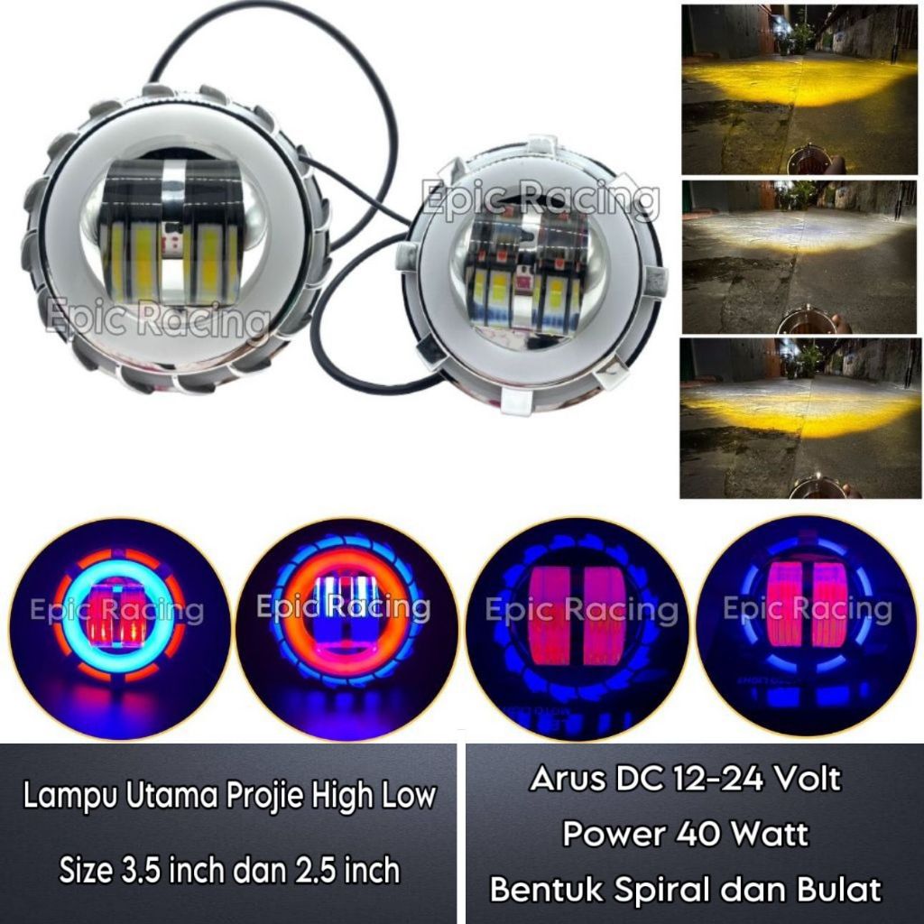 Lampu LED Projie Putih Kuning Lampu Projie Running LED 3.5 Inch Lampu Utama Projie Plus Senja