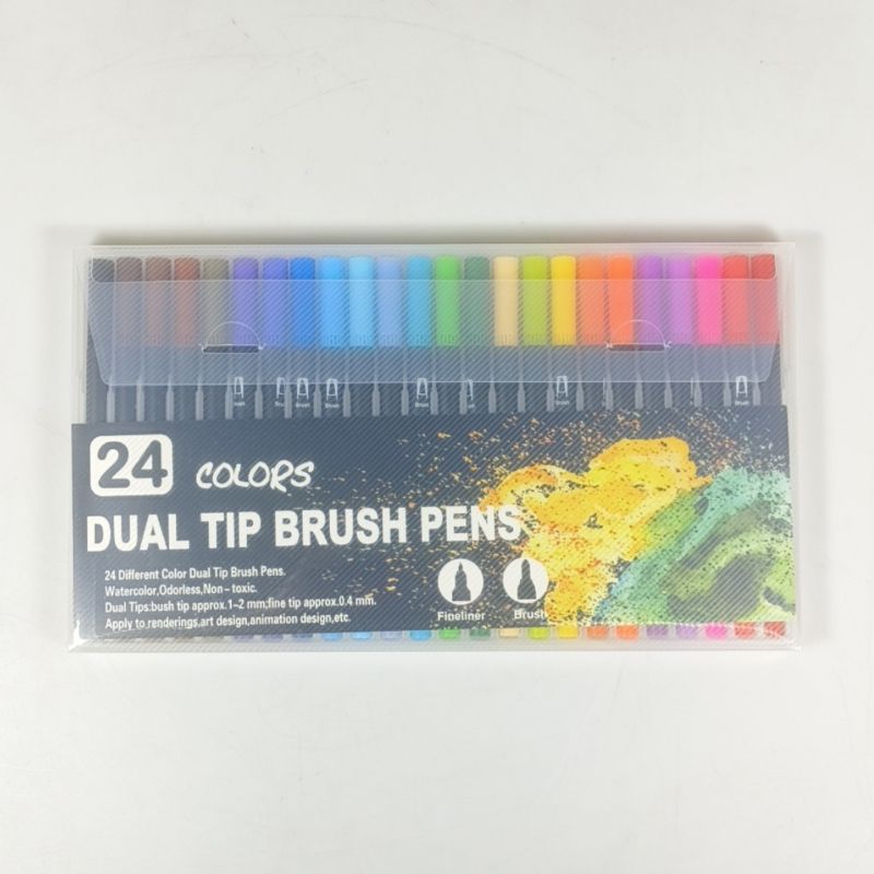 

Kolorowy Spidol Double Head Drawing Pen Fine Art Watercolor Set 24 Color Warna Sketch Brush Pen