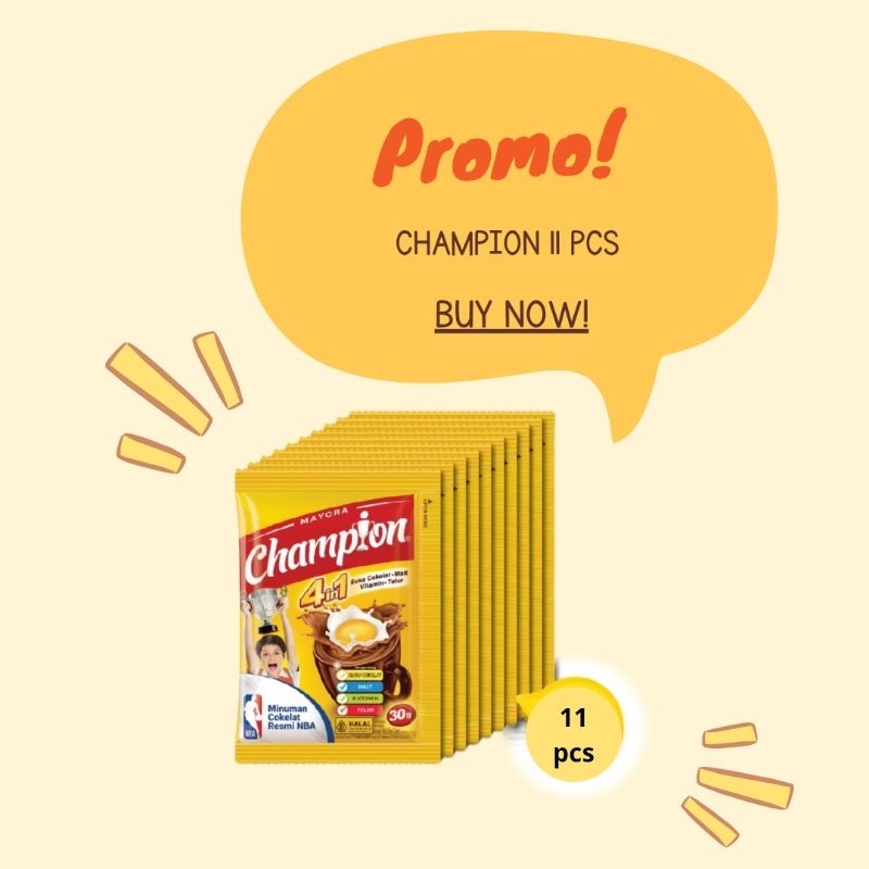 

mayora CHAMPION 1 renceng (11 sachet)