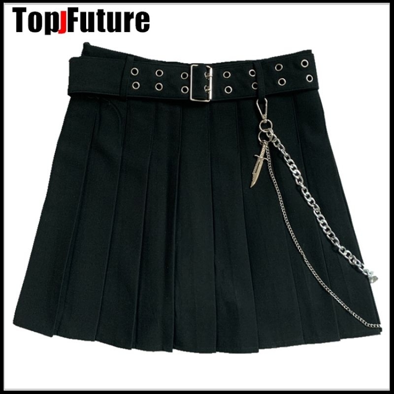Rok mini harajuku gothik free sabuk dan rantai