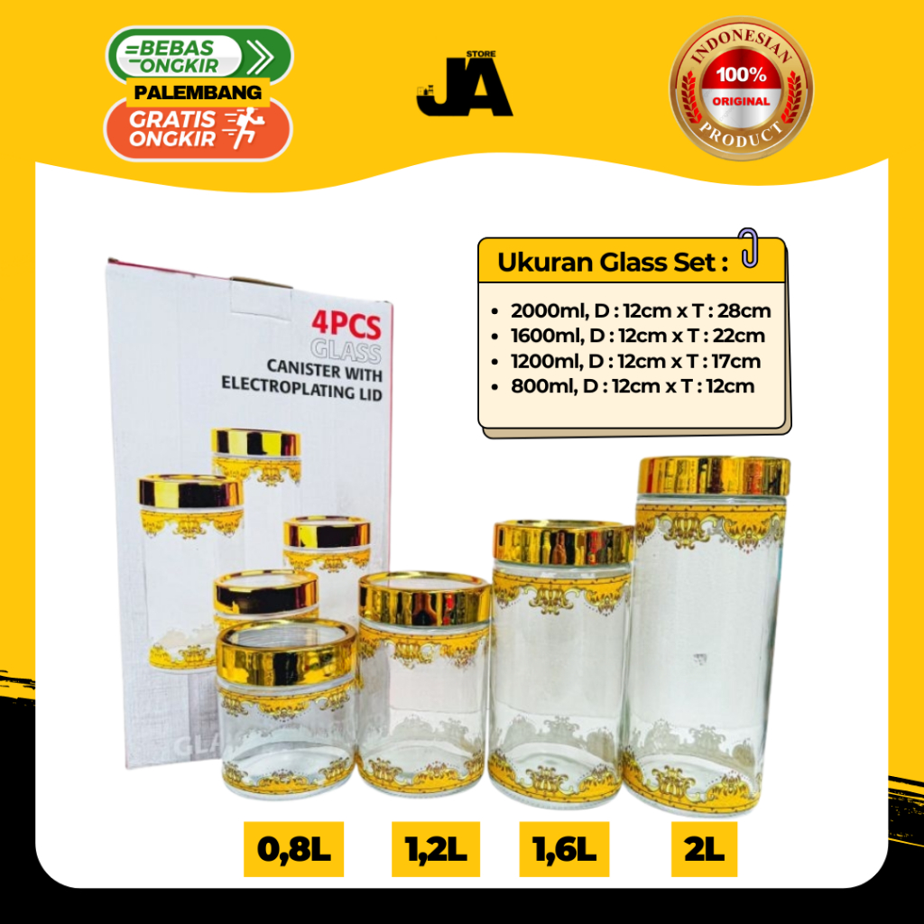 (INSTANT) 4 Toples Set Mahkota Beling Kaca Romeo / Lebaran Kue Palembang Murah / Hadiah Hampers