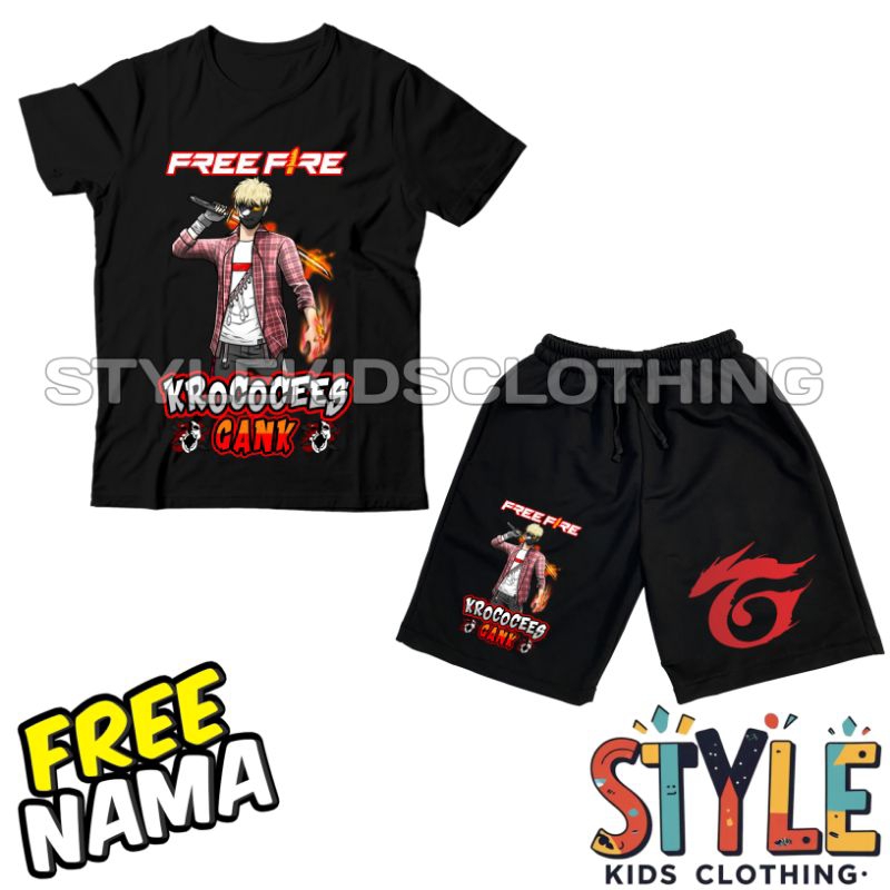 BISA COD Setelan Kaos Anak Celana Anak Karakter Pedang Katana Kroco Cees Gank Free Nama/Baju T-shirt