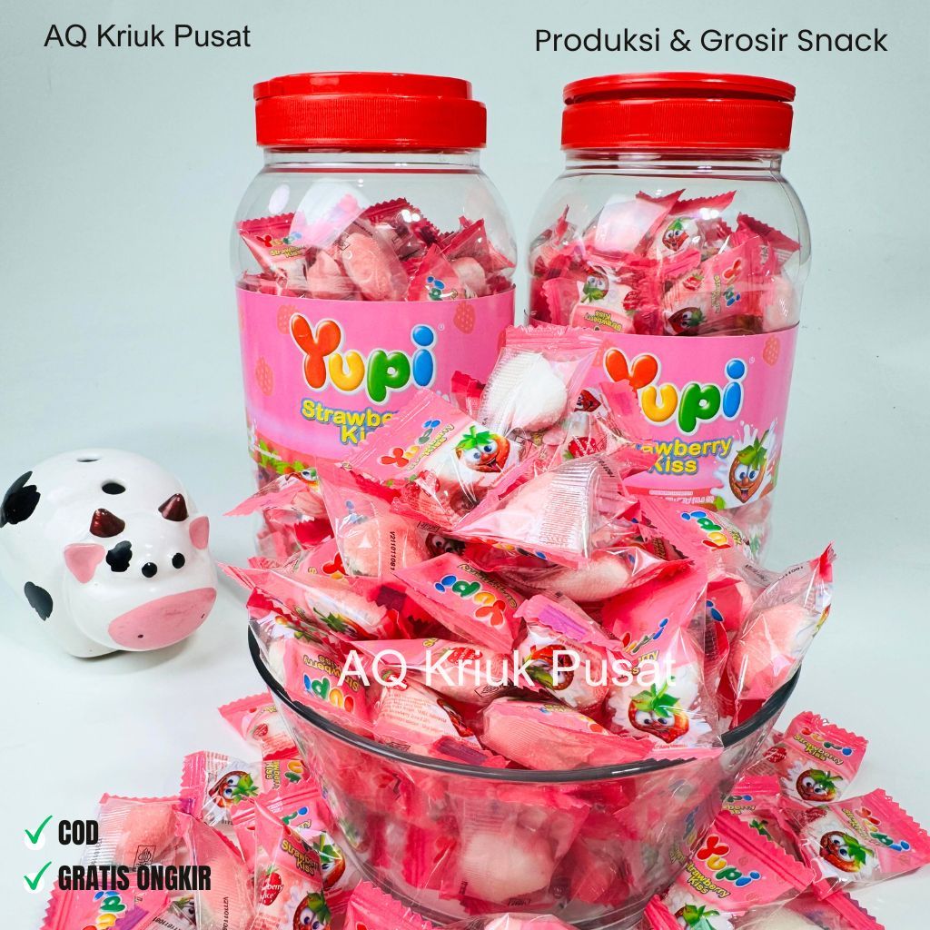 

YUPI 1 TOPLES / PERMEN YUPI STRAWBERRY KISS JAR 300GR 1 TOPLES