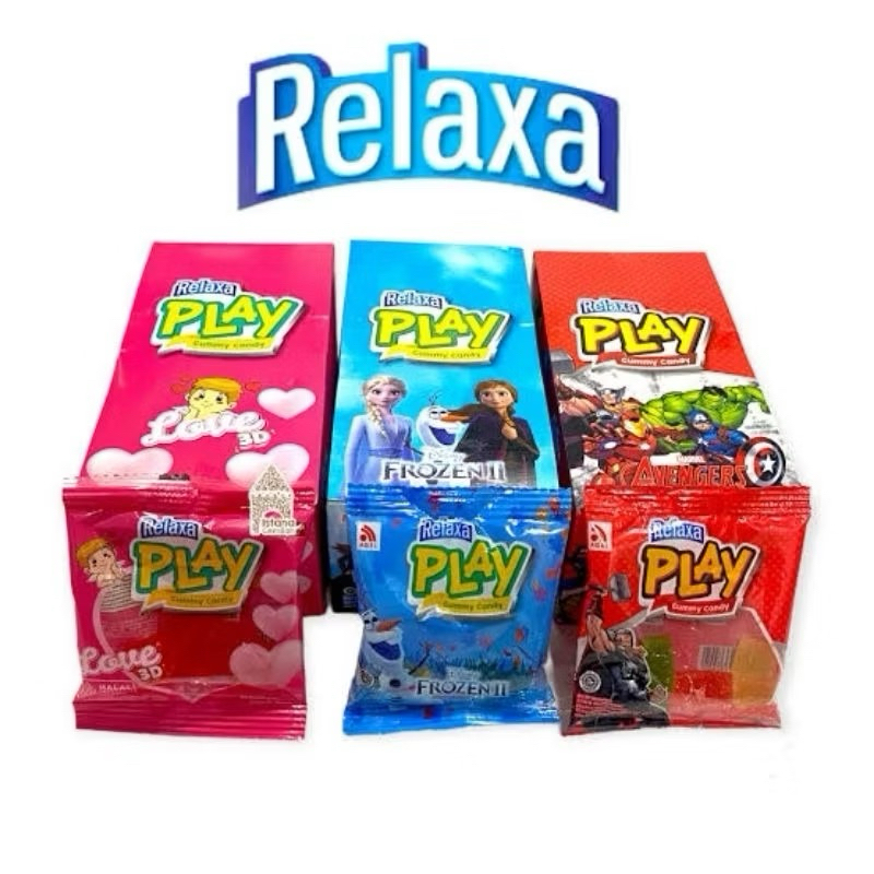 

[1 Box] Relaxa Play Gummy Candy / Permen Jelly Karakter Rasa Buah isi 12