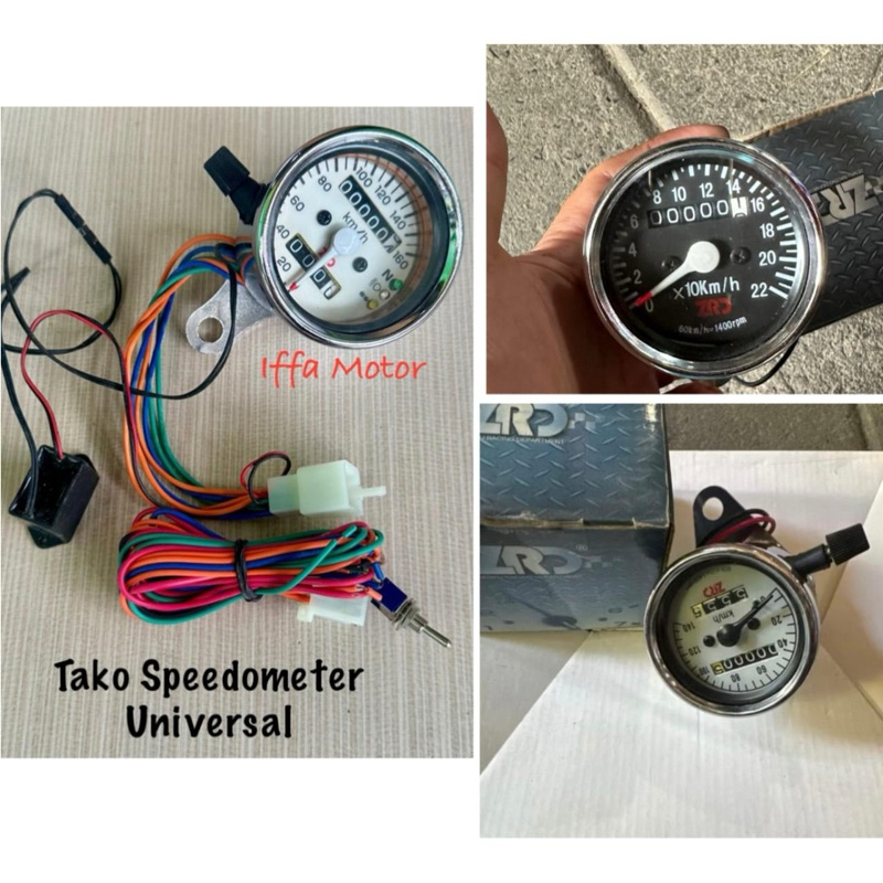 Speedometer Jarum bulat Universal crome