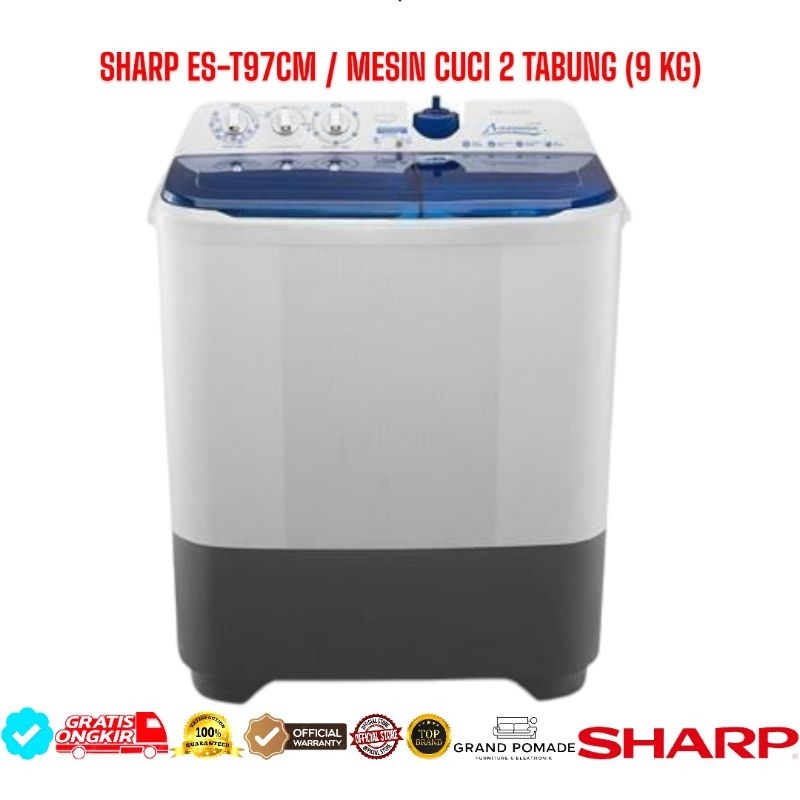 MESIN CUCI 2 TABUNG SHARP ES-T97CM 9 KG