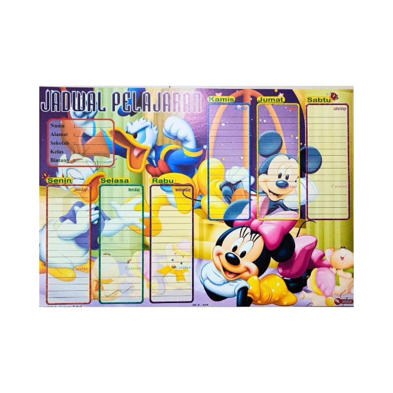 Poster Jadwal Pelajaran - Poster Karakter Anak Jadwal Pelajaran