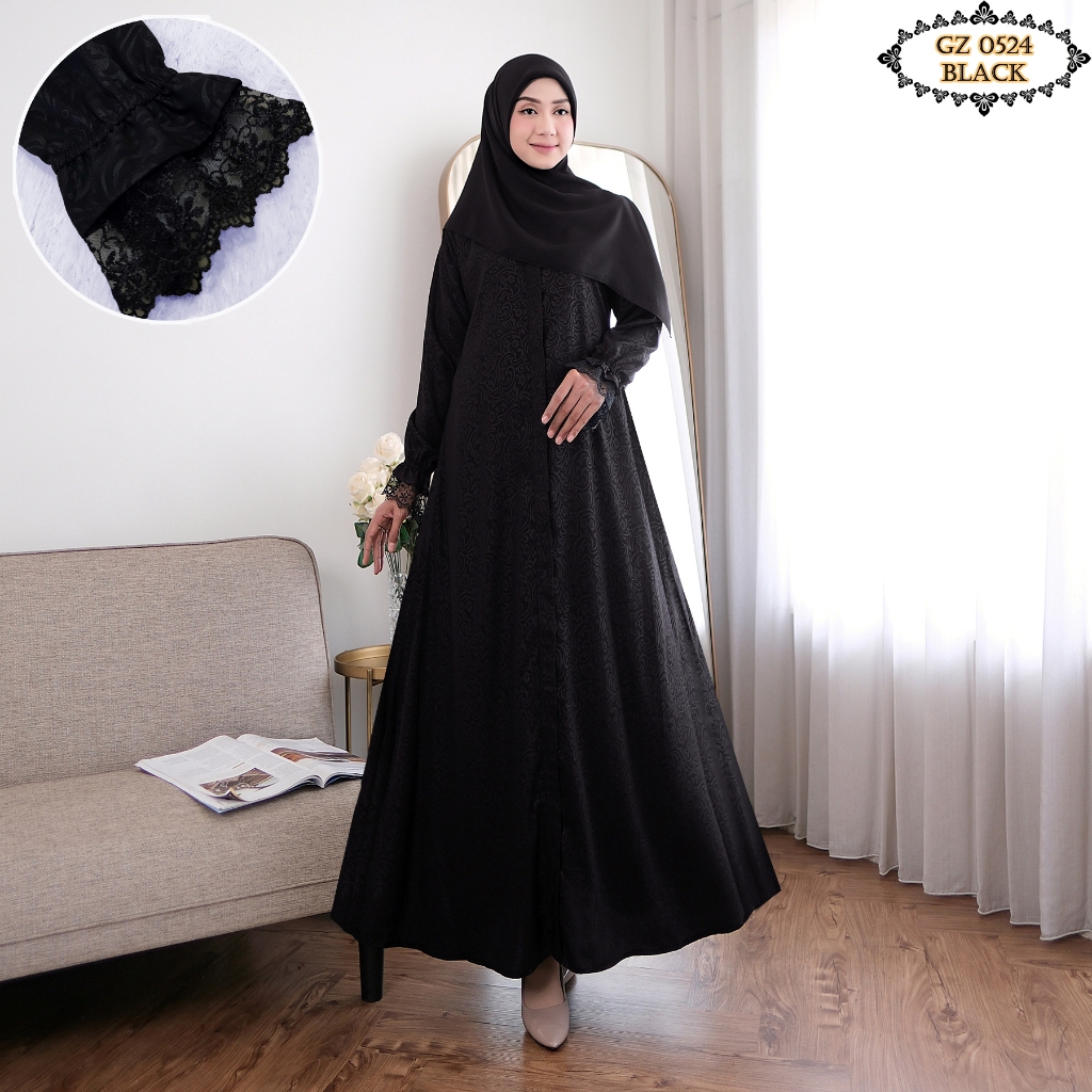 Gamis Black Embos GZ0524/ Gamis Polos/ gamis Jumbo/ Gamis Remaja/ Gamis Umroh/Gamis HItam