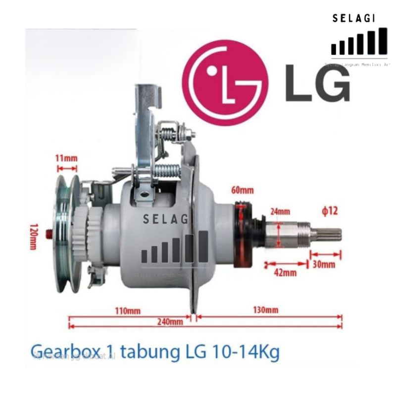 GEARBOX MESIN CUCI LG 2 TABUNG 7KG 8KG 9KG 10KG 11KG 12KG 13KG 14KG 15KG | GEAR BOX MESIN CUCI LG GI