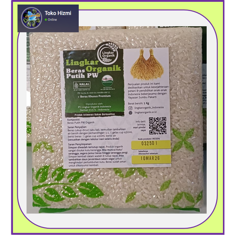 

Beras Putih Organik Lingkar Organik Vakum 1 kg - bebas bahan kimia